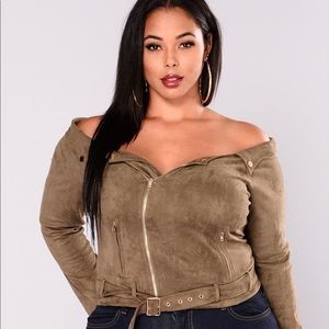 Suede off the shoulders jacket
